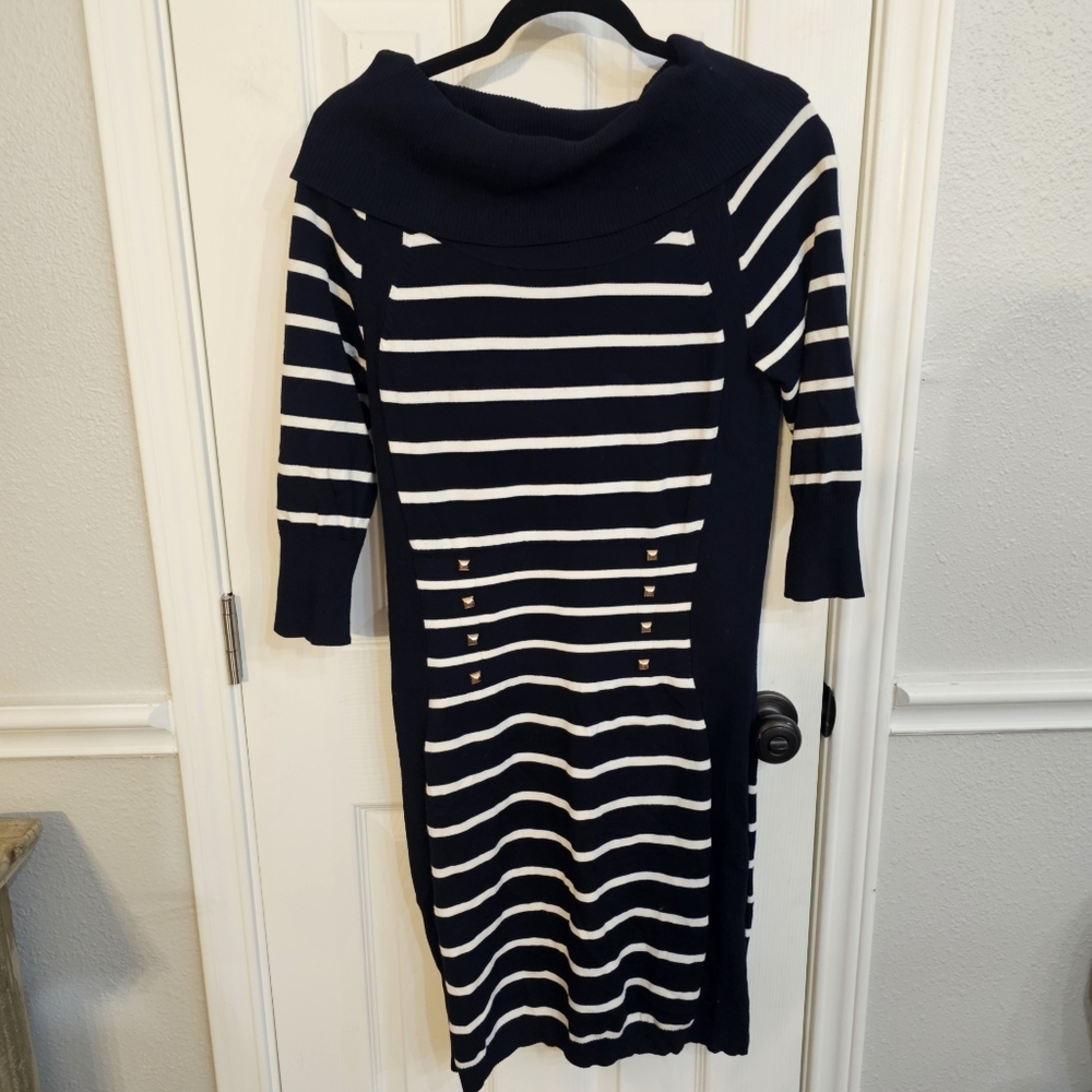 Cache Sweater Dress with Gold Buttons Size XL